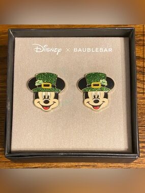 Disney BaubleBar St Patrick’s Day Mickey Mouse Earrings Green & Black
